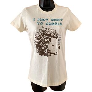Next Level Apparel "I Just Want to Cuddle" Hedgehog T-Shirt Short Sleeves Sz S